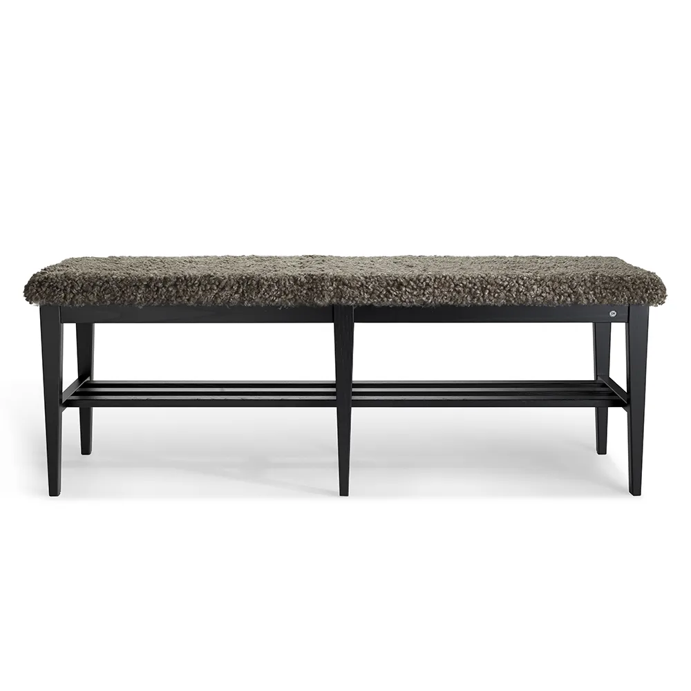 Oscarssons Möbel, Nadja Bench 130 cm Schwarz gebeizte Esche/Schafsleder Sahara
