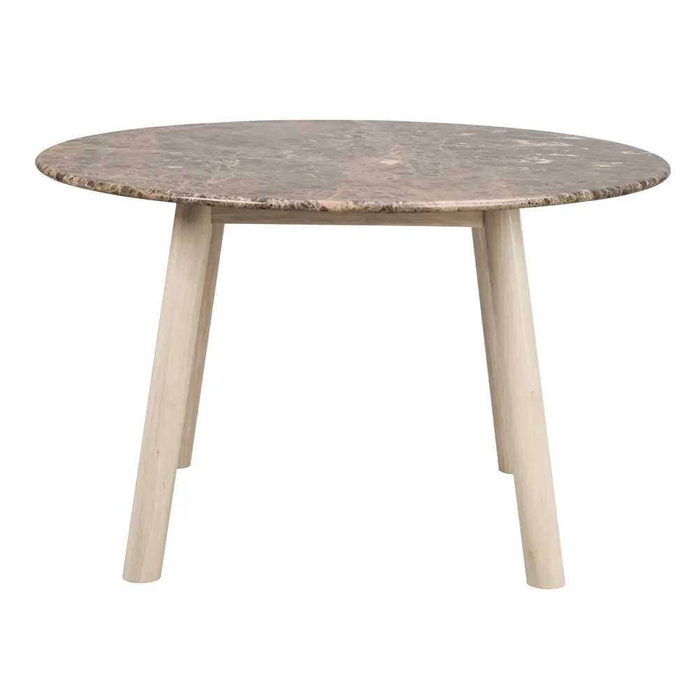 Rowico Home, Taransay Esstisch Ø125 cm brauner Marmor/weiß pigmentierte Eiche