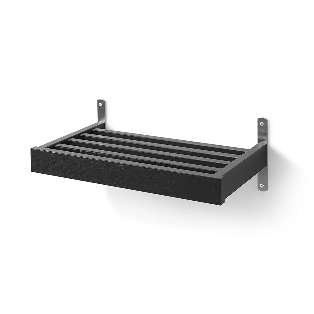 Oscarssons Möbel, Nadja Schuhregal 50 cm Wandmontage Schwarz gebeizte Eiche/geschliffener Stahl