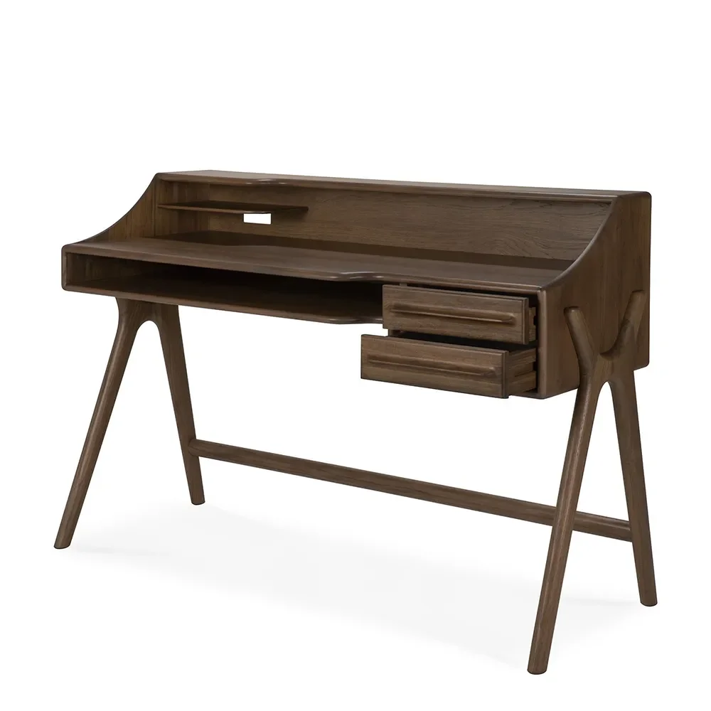 Ethnicraft, Schreibtisch aus Teak Flow Wild Brown