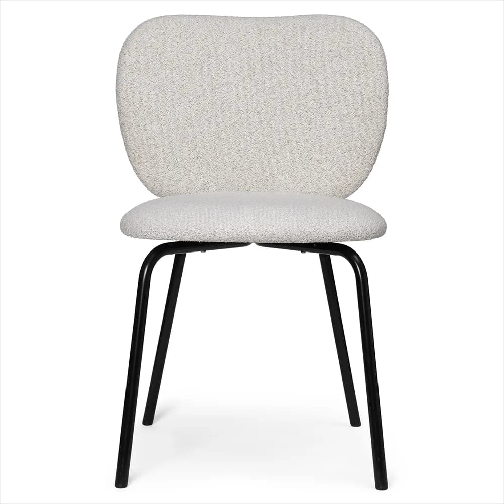 Ferm Living, Rico Esszimmerstuhl Black Soft Bouclé - Off-white/Sand