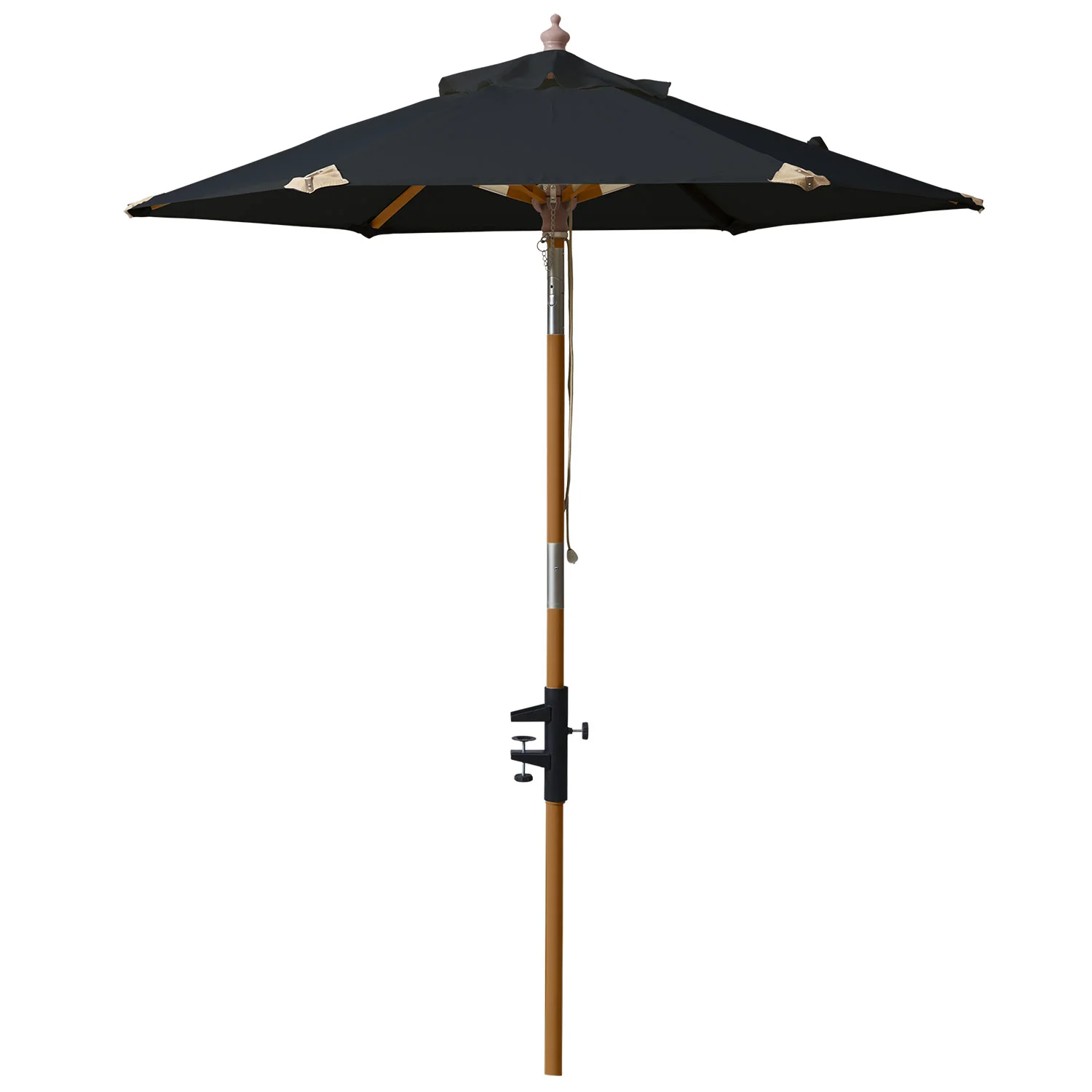 Cinas, Balkon Sonnenschirm 180 cm schwarz/teak
