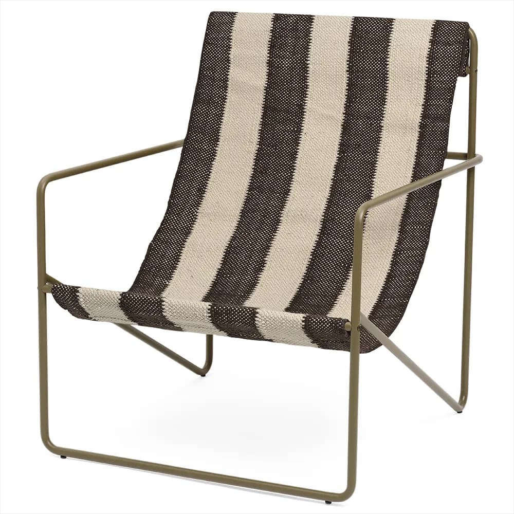 Ferm Living Desert Loungesessel Olive, off-white, chocolate