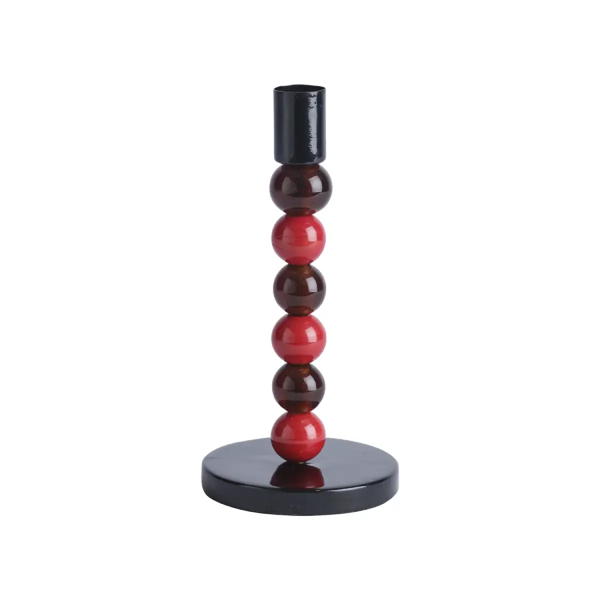 Affari of Sweden, Kerzenständer aus Eisen und Glaskugeln Isabelle H:18,5 cm Rot/Braun