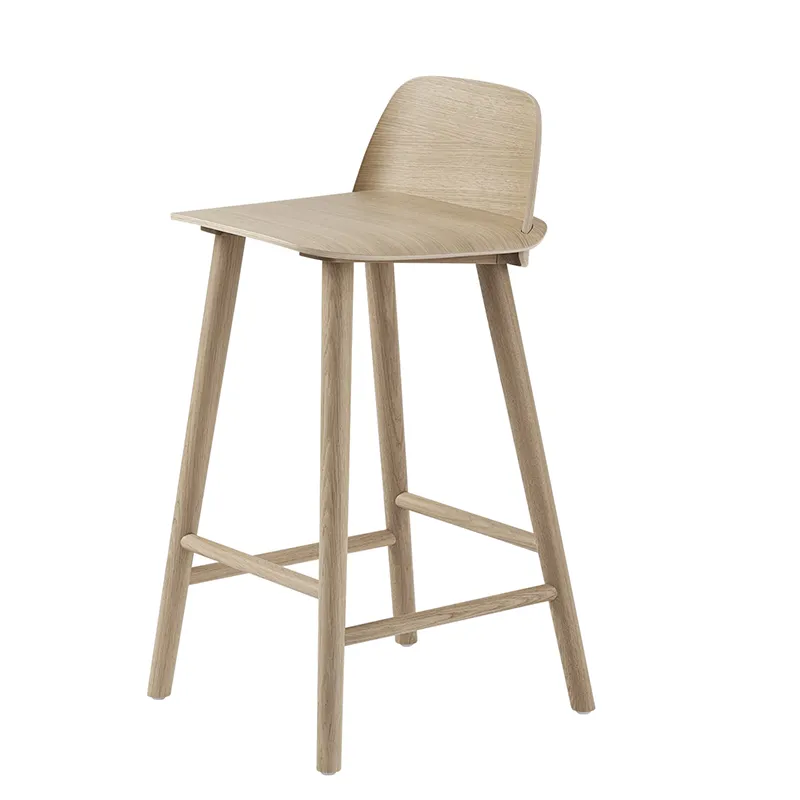 Muuto, Nerd barhocker 65 cm - mit Metallfußstütze - Oak