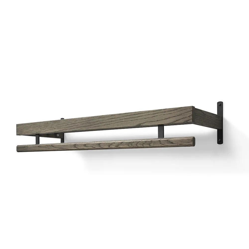 Oscarssons Möbel, Nadja Hutablage 100 cm 1 Ebene Eiche geräuchert/Mattschwarzstahl