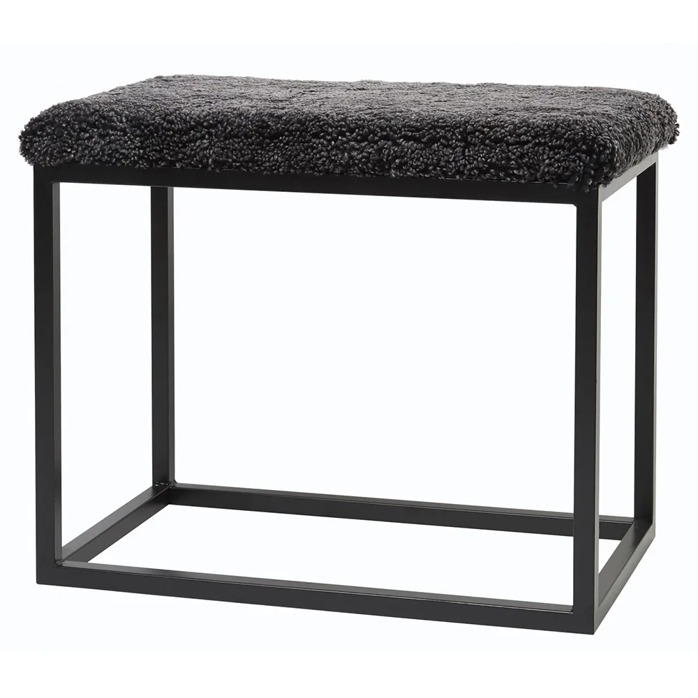 Skinnwille, Palle Bank Schafsfell 60x35 cm Dunkelgrau/Schwarz