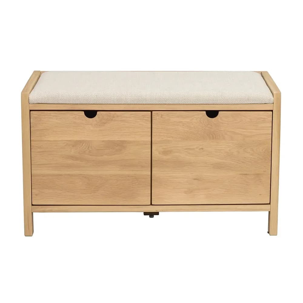 Rowico Home, Hillmond Aufbewahrungsbank 80 cm Eiche/beiger Stoff