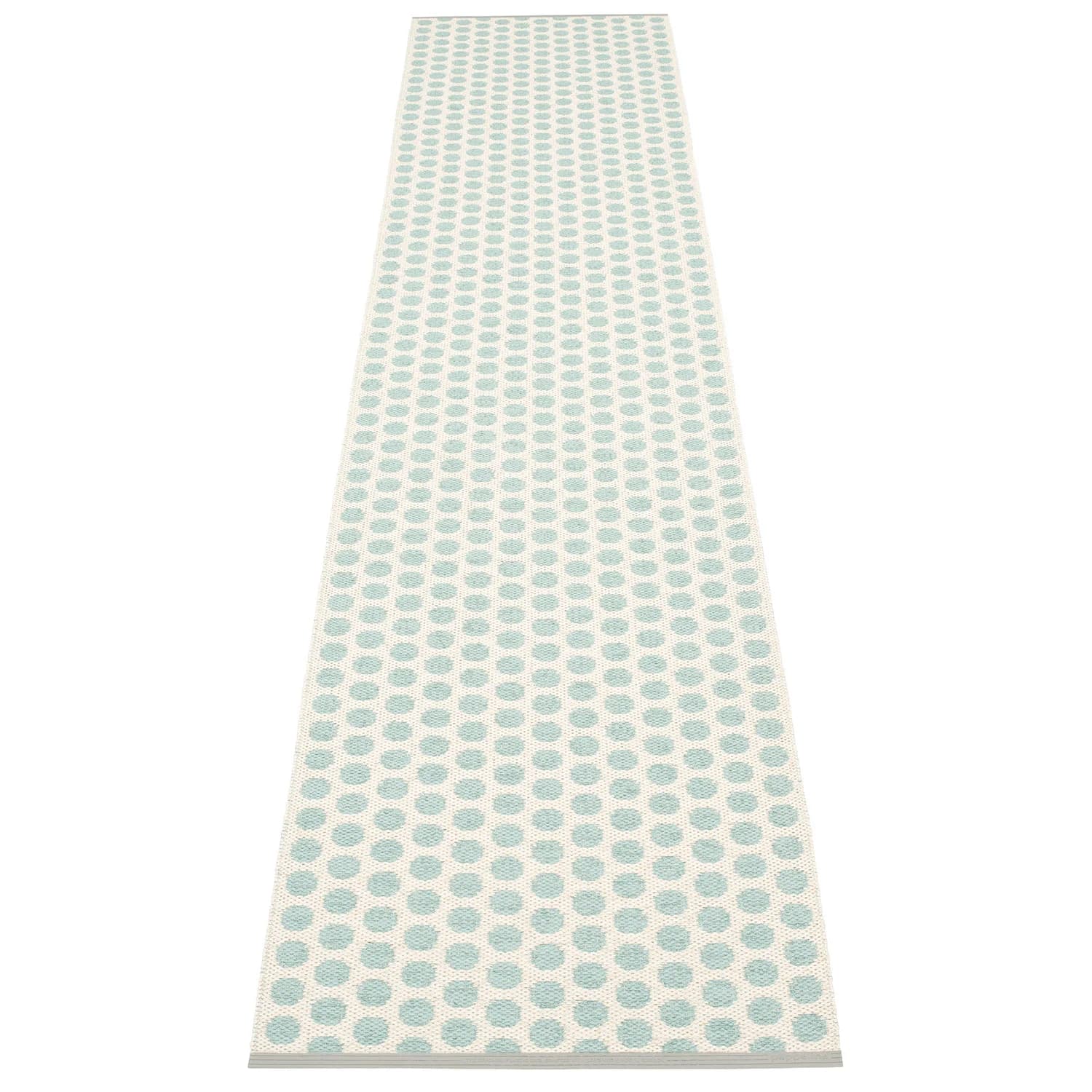 Pappelina, Noa Teppich 70x350 cm pale turquoise / vanilla / warm grey stripe