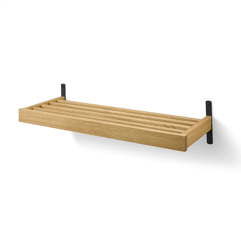 Oscarssons Möbel, Nadja Schuhregal 80 cm Wandmontage Geölte Eiche/Mattschwarzer Stahl