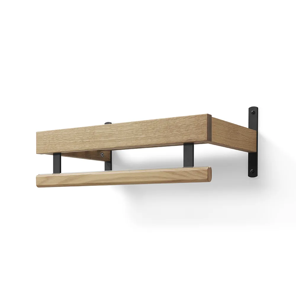 Oscarssons Möbel, Nadja Hutablage 50 cm 1 Ebene Lackierte Eiche/Mattschwarzer Stahl