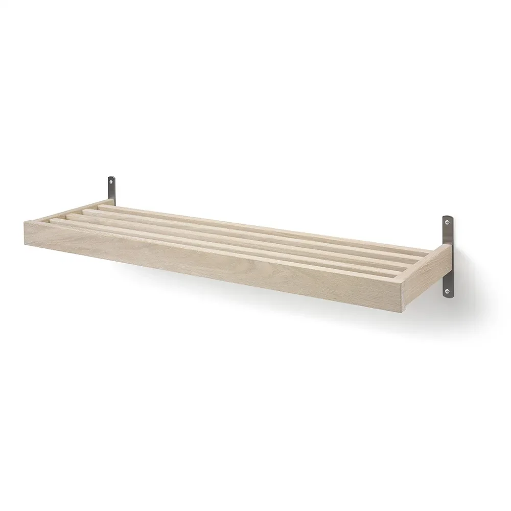 Oscarssons Möbel, Nadja Schuhregal 100 cm Wandmontage Weiß geölte Eiche/Stahl geschliffen
