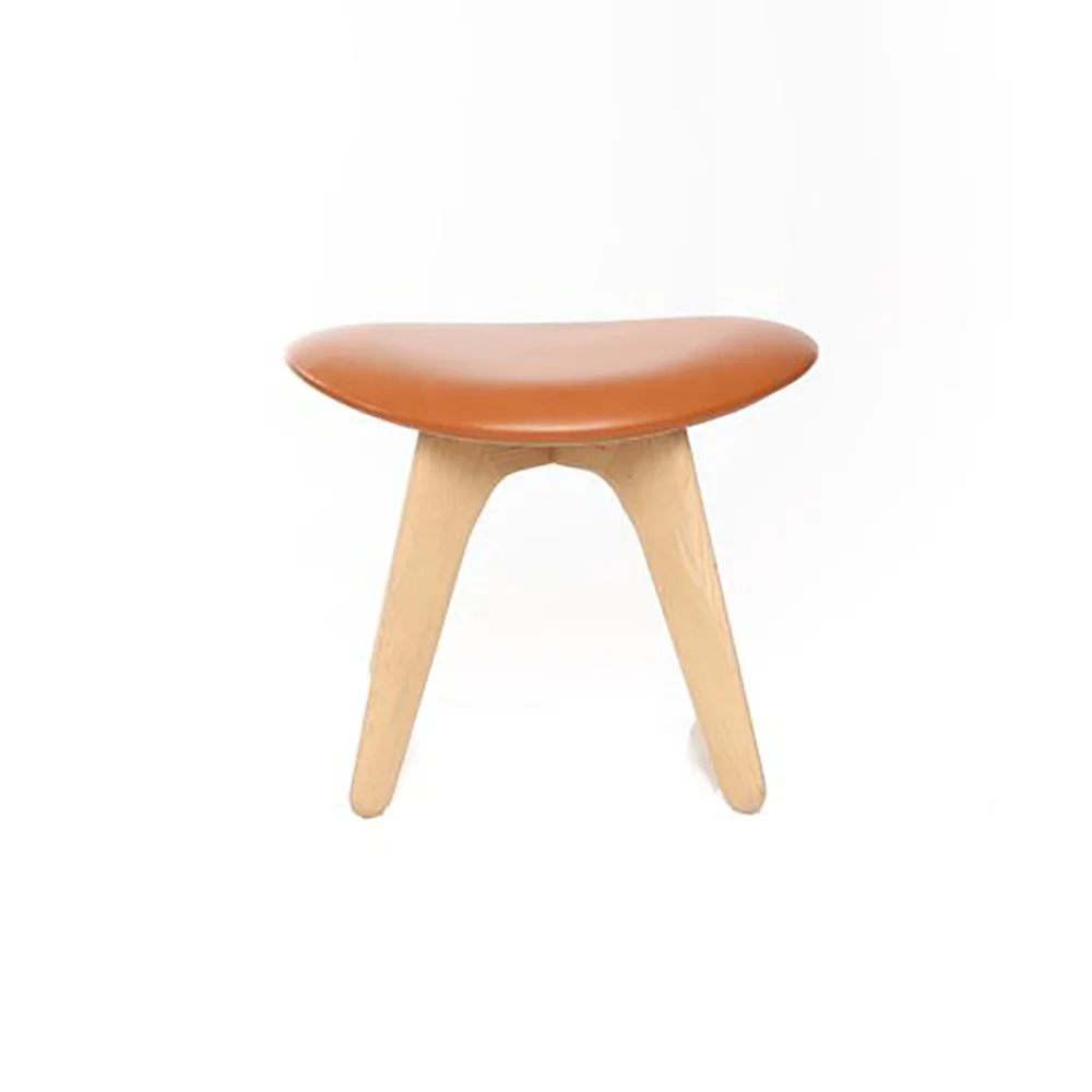 Tom Dixon, Slab ottoman naturholz cognac leder