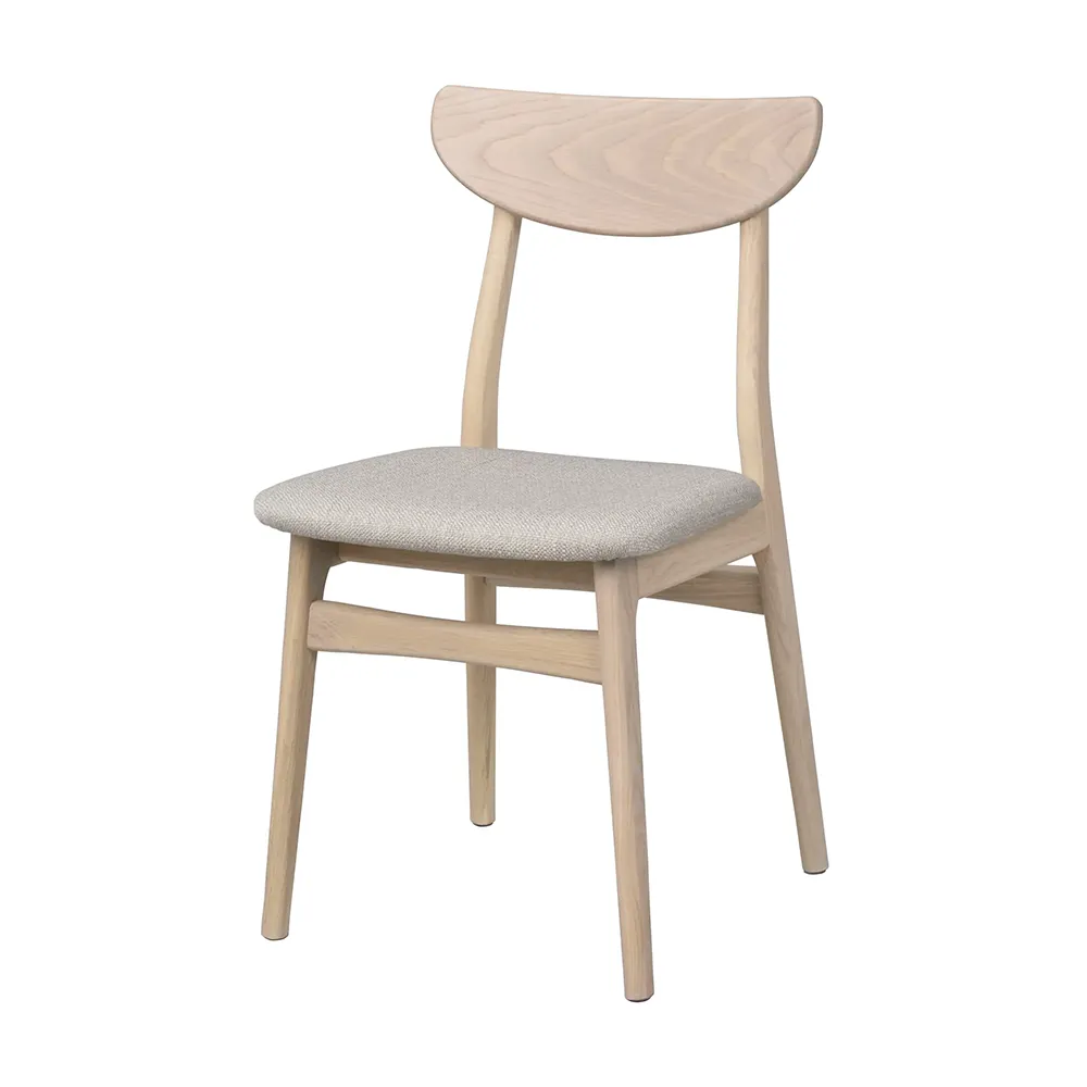 Rowico Home, Rodham Stuhl weiß pigmentierte Eiche/grau-beige