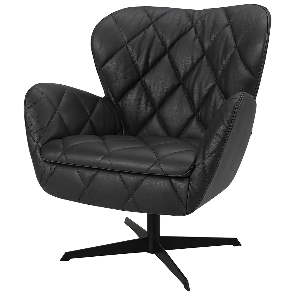 Jade Swivel Armchair Black Leather