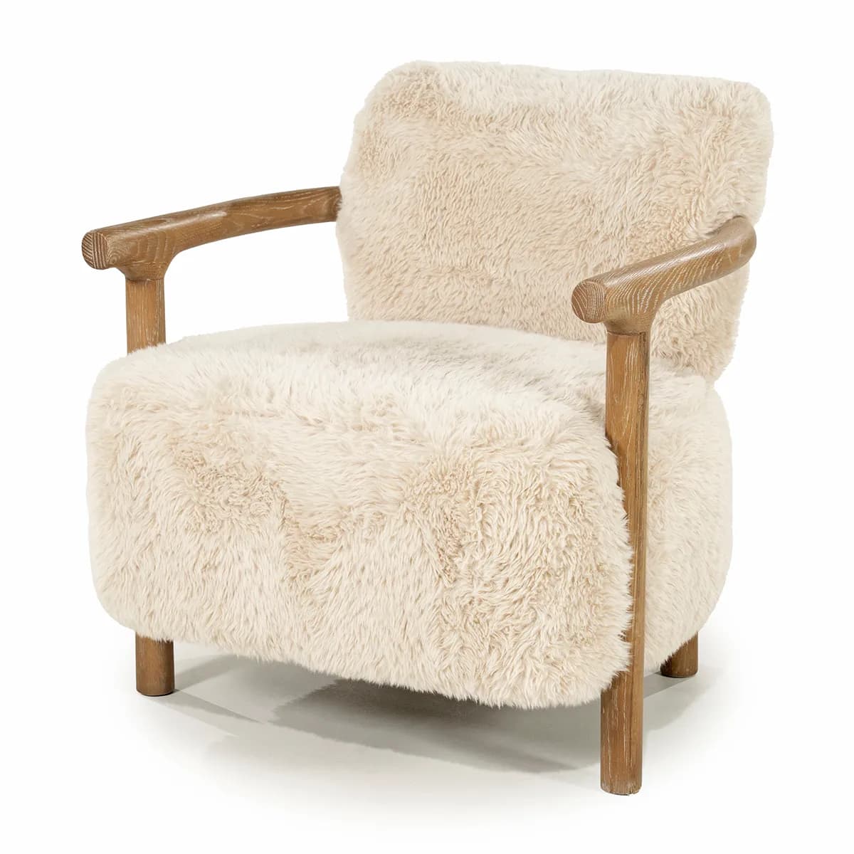 Riviera Maison, Sessel aus Eschenholz Glenn Cloud Fur Off White