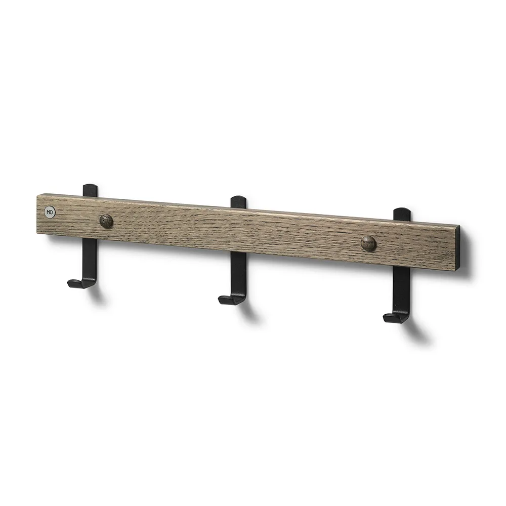 Oscarssons Möbel, Nadja Hakenleiste 40 cm Eiche geräuchert/Mattschwarzer Stahl