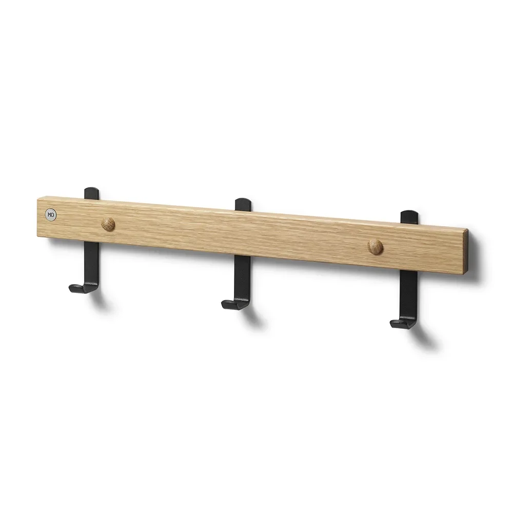 Oscarssons Möbel, Nadja Hakenleiste 40 cm Eiche lackiert/Mattschwarzer Stahl