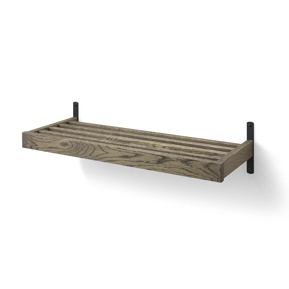 Oscarssons Möbel, Nadja Schuhregal 80 cm Wandmontage Räuchereiche/Mattschwarzer Stahl