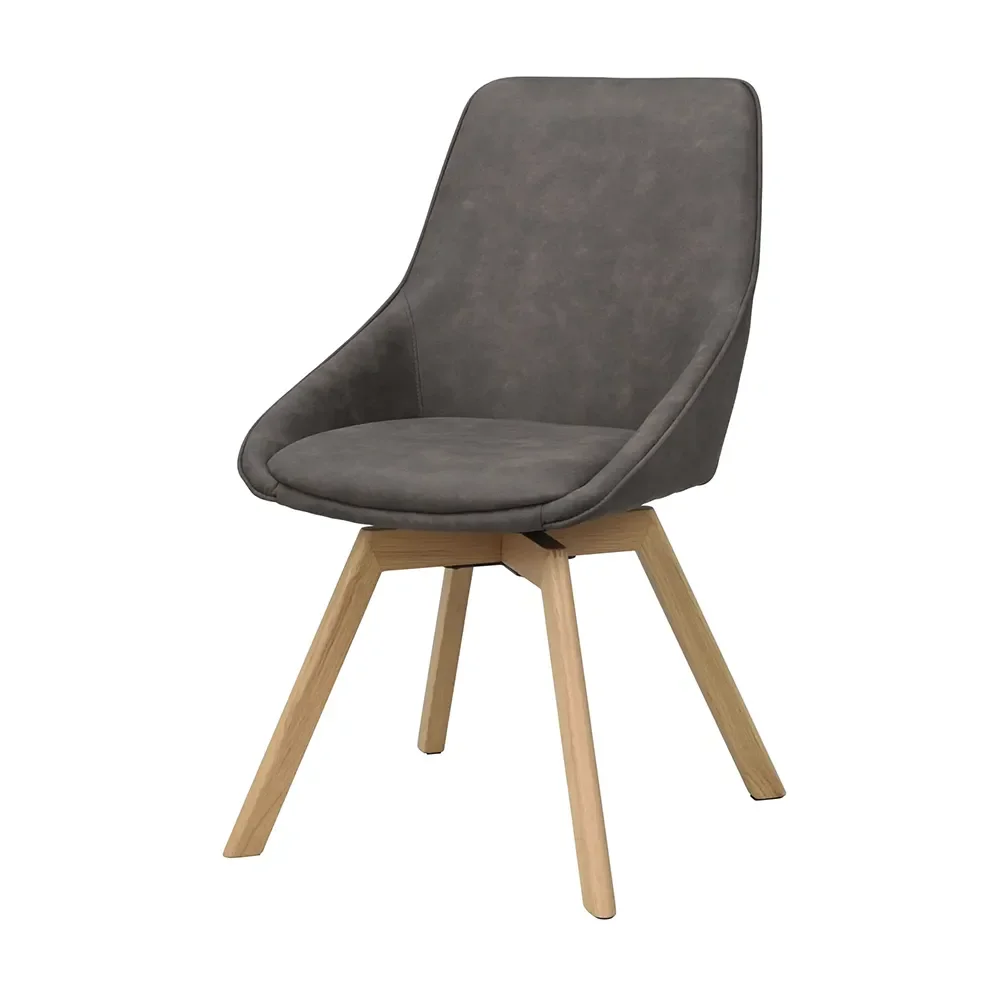 Rowico Home, Alison Esszimmerstuhl dunkelgrå microfiber tyg/eichenbeine