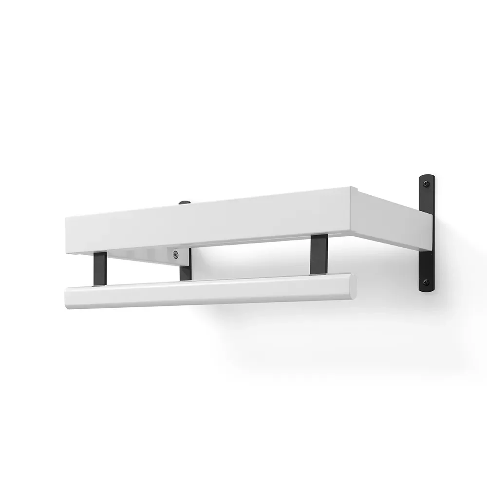 Oscarssons Möbel, Nadja Hutablage 50 cm 1 Ebene Weiß lackierte Birke/Mattschwarzer Stahl