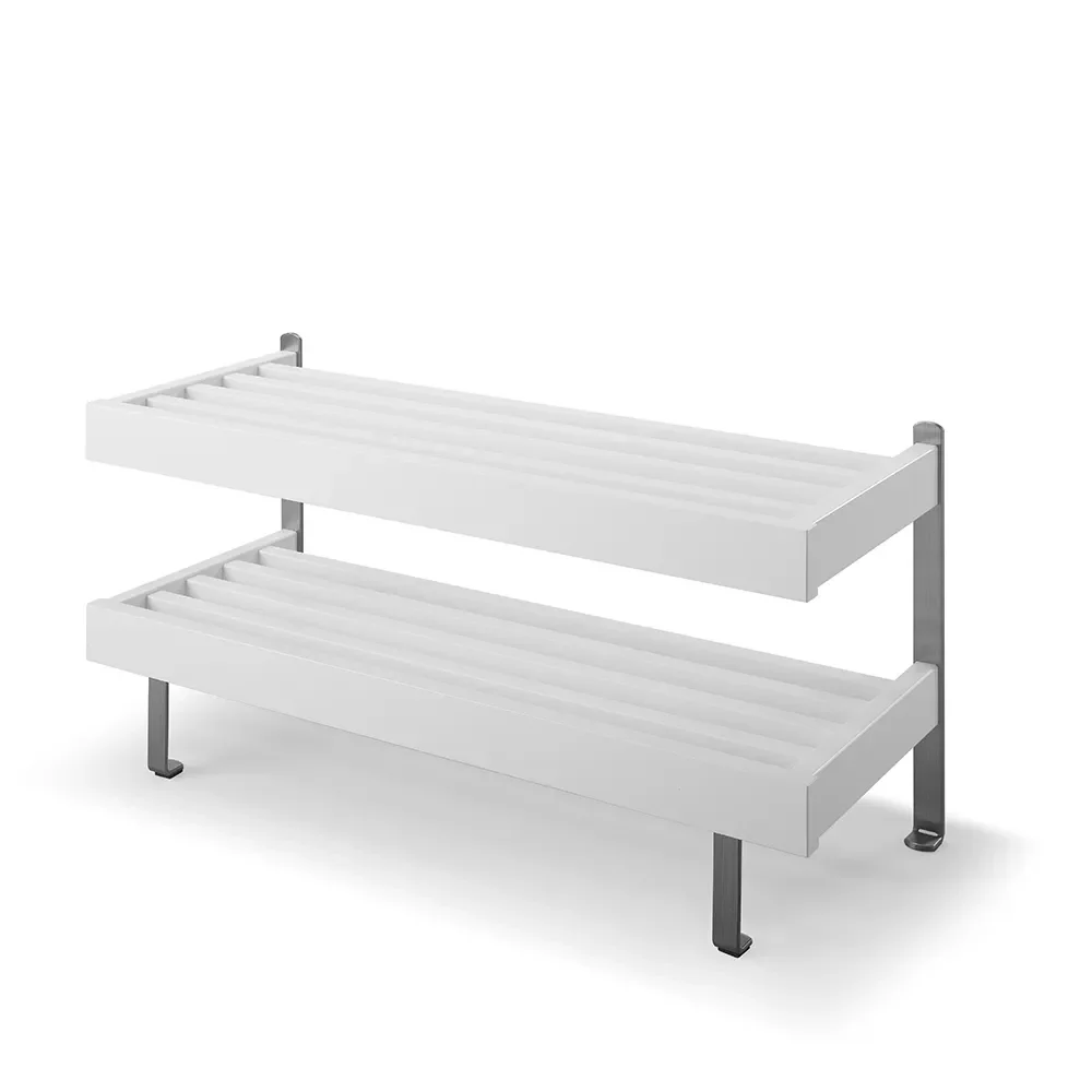 Oscarssons Möbel, Nadja Schuhregal 80 cm Birke weiß lackiert/Stahl geschliffen