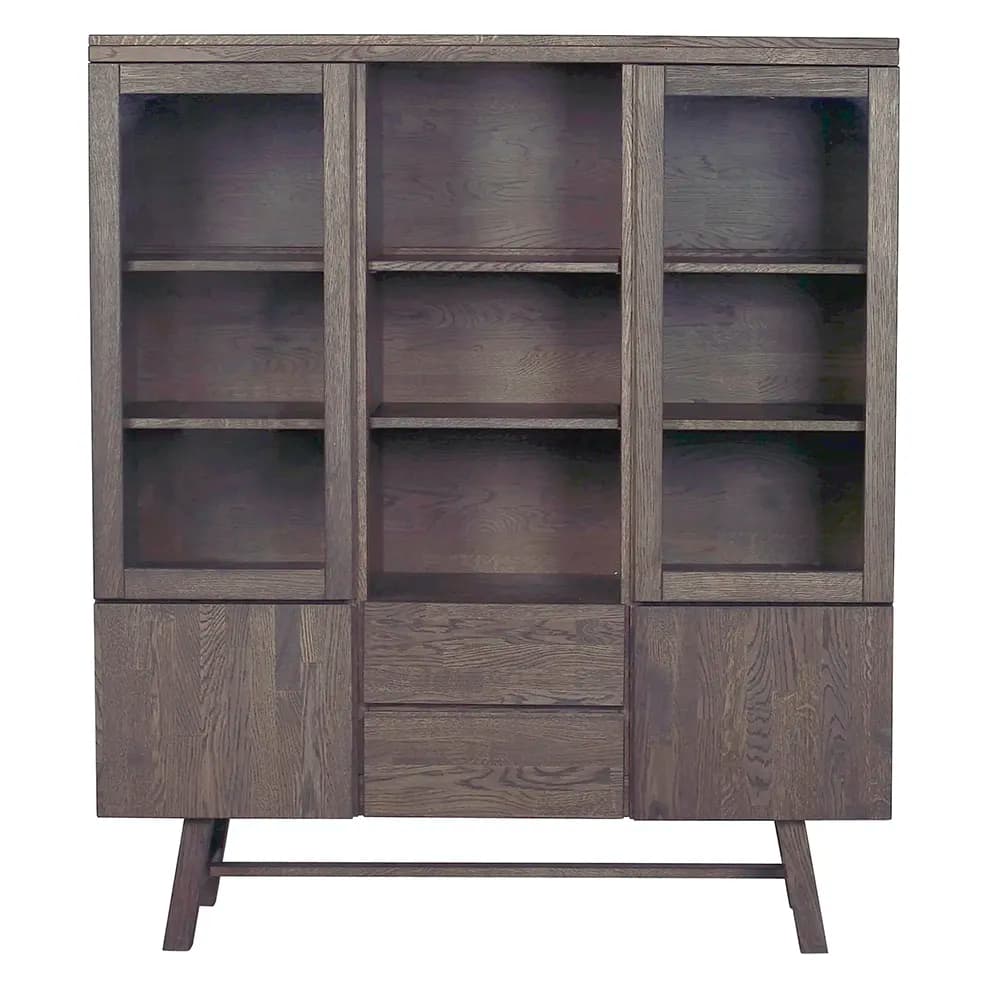 Rowico Home, Brooklyn Vitrine 130 cm dunkelbraune Eiche