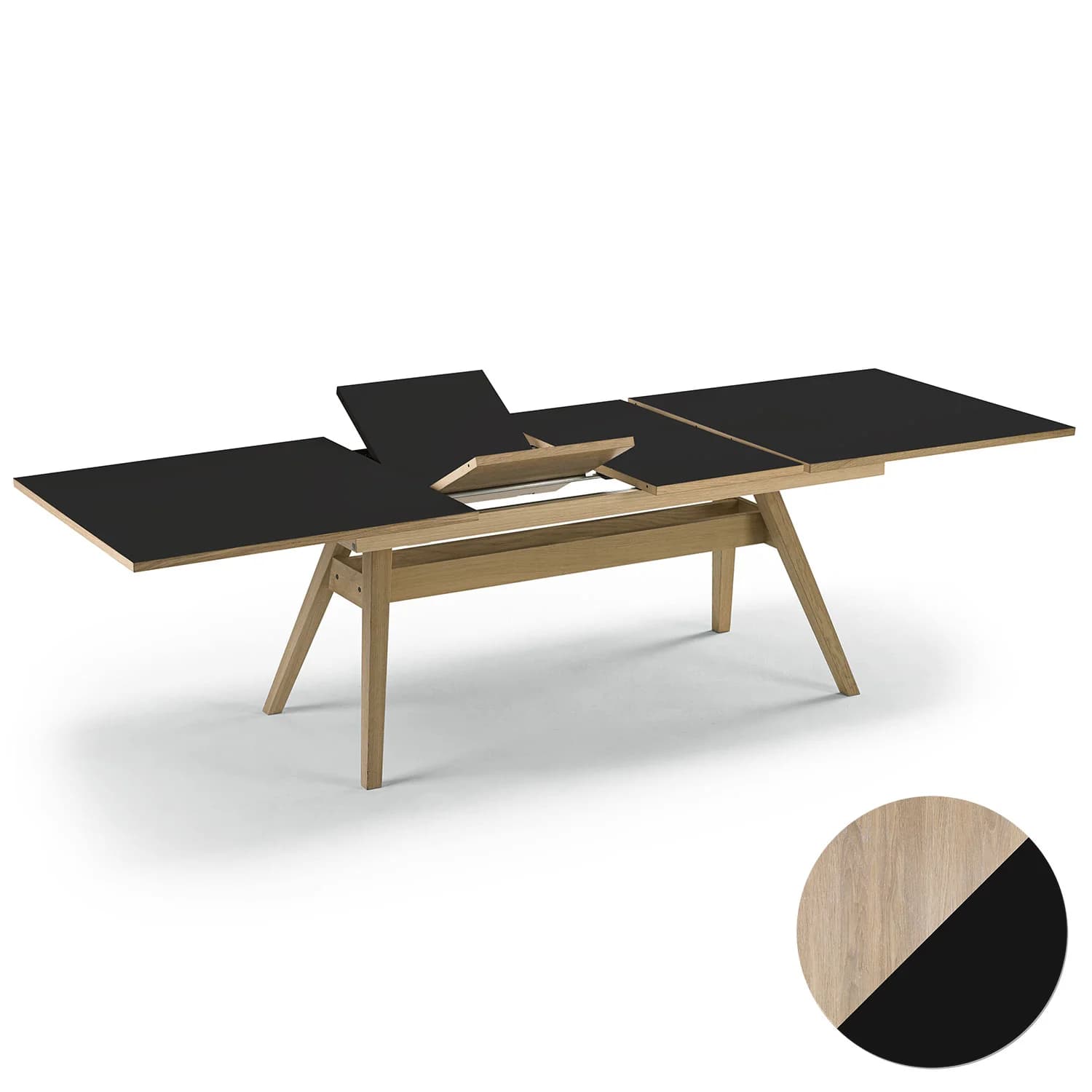 Skovby, Sm11 Tisch Eiche Weißöl/Schwarzes Nano-Laminat 183-275X100X74Cm