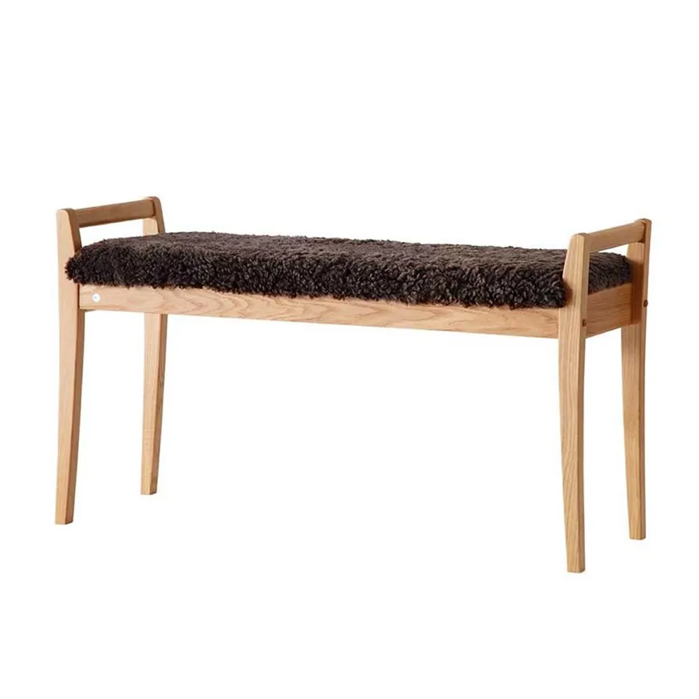 Oscarssons Möbel, Meja Bench Eiche geölt/Schafsfell Braun