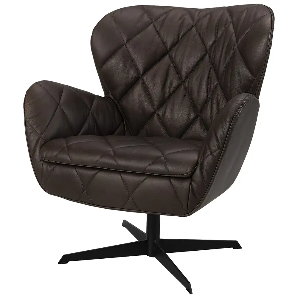 Jade Swivel Armchair Espresso Leather