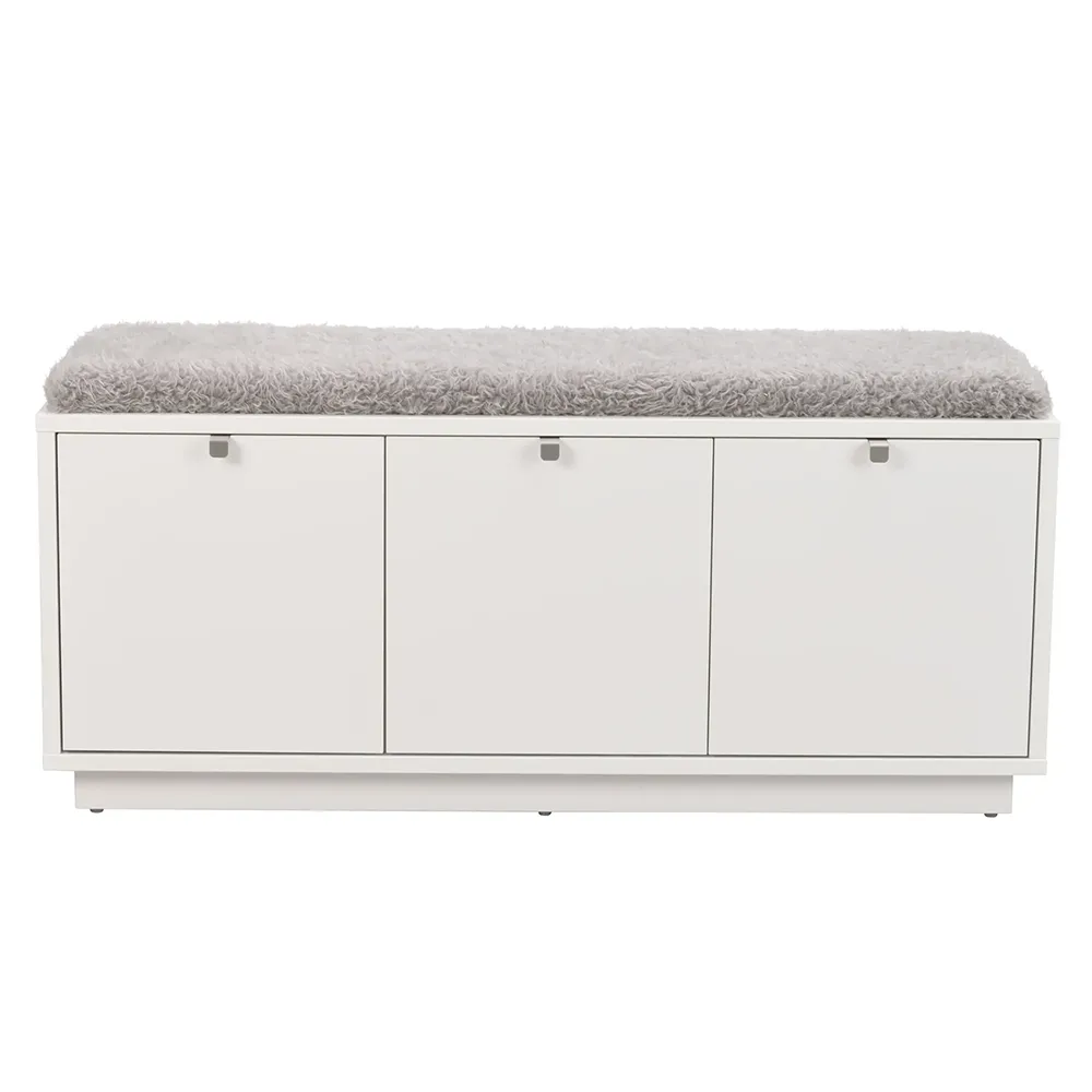 Rowico Home, Confetti Aufbewahrungsbank weiß/Schafslederoptik