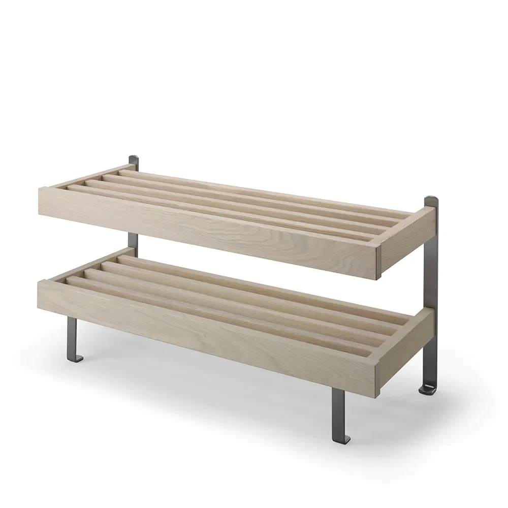 Oscarssons Möbel, Nadja Schuhregal 80 cm Eiche weiß geölt/Stahl geschliffen