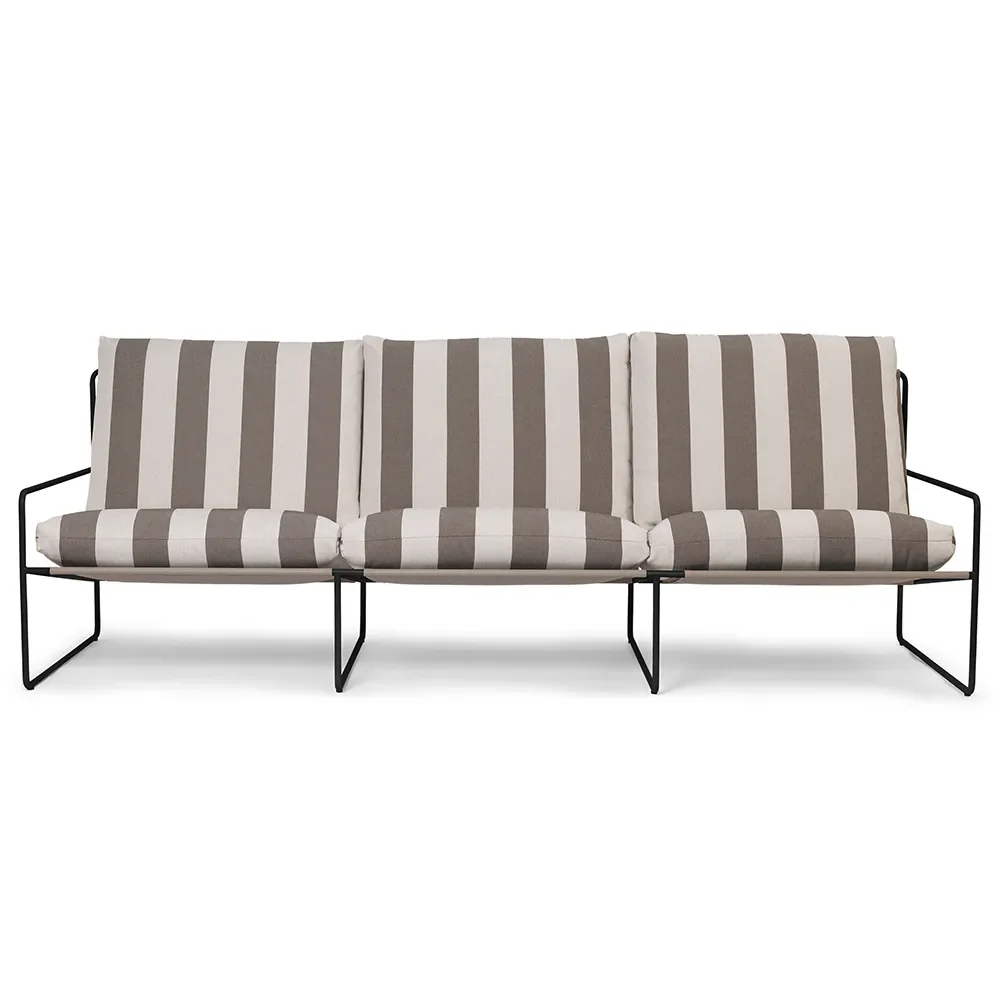 Ferm Living, Desert 3-Sitzer Sofa Stripe Black/Chocolate