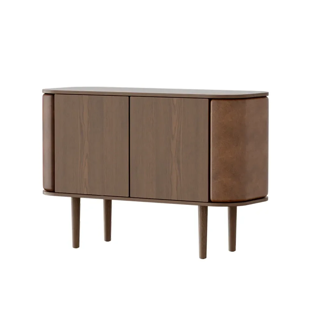 Umage, Treasures 2-türiger Schrank, dunkle Eiche/Brown Faux leather