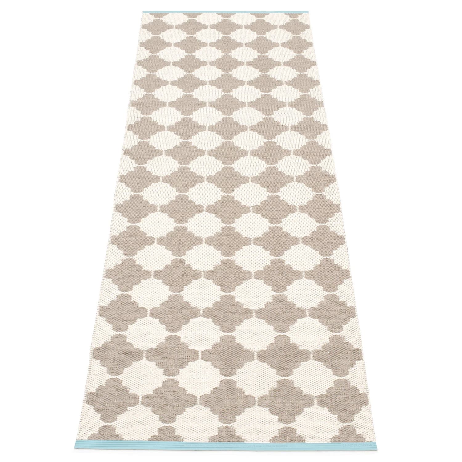 Pappelina, Marre Teppich 70x225 cm mud / vanilla turquoise stripe