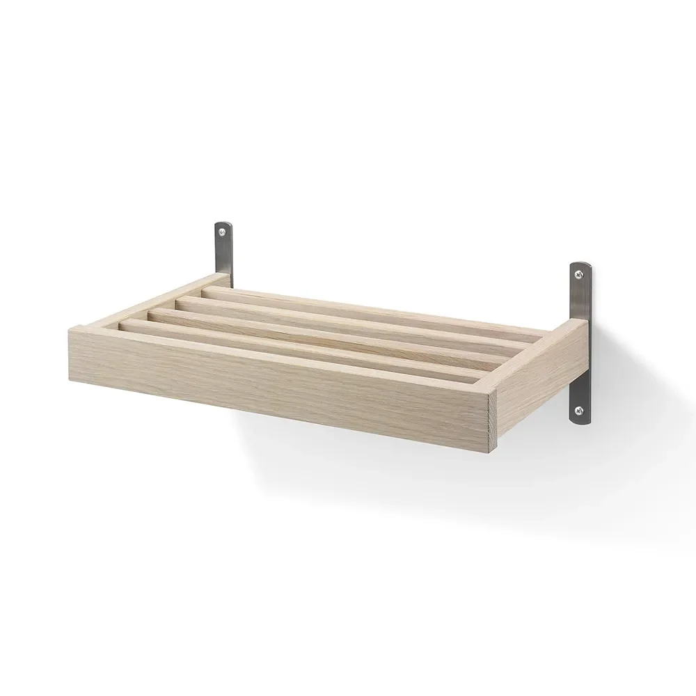 Oscarssons Möbel, Nadja Schuhregal 50 cm Wandmontage Eiche weiß geölt/Stahl geschliffen