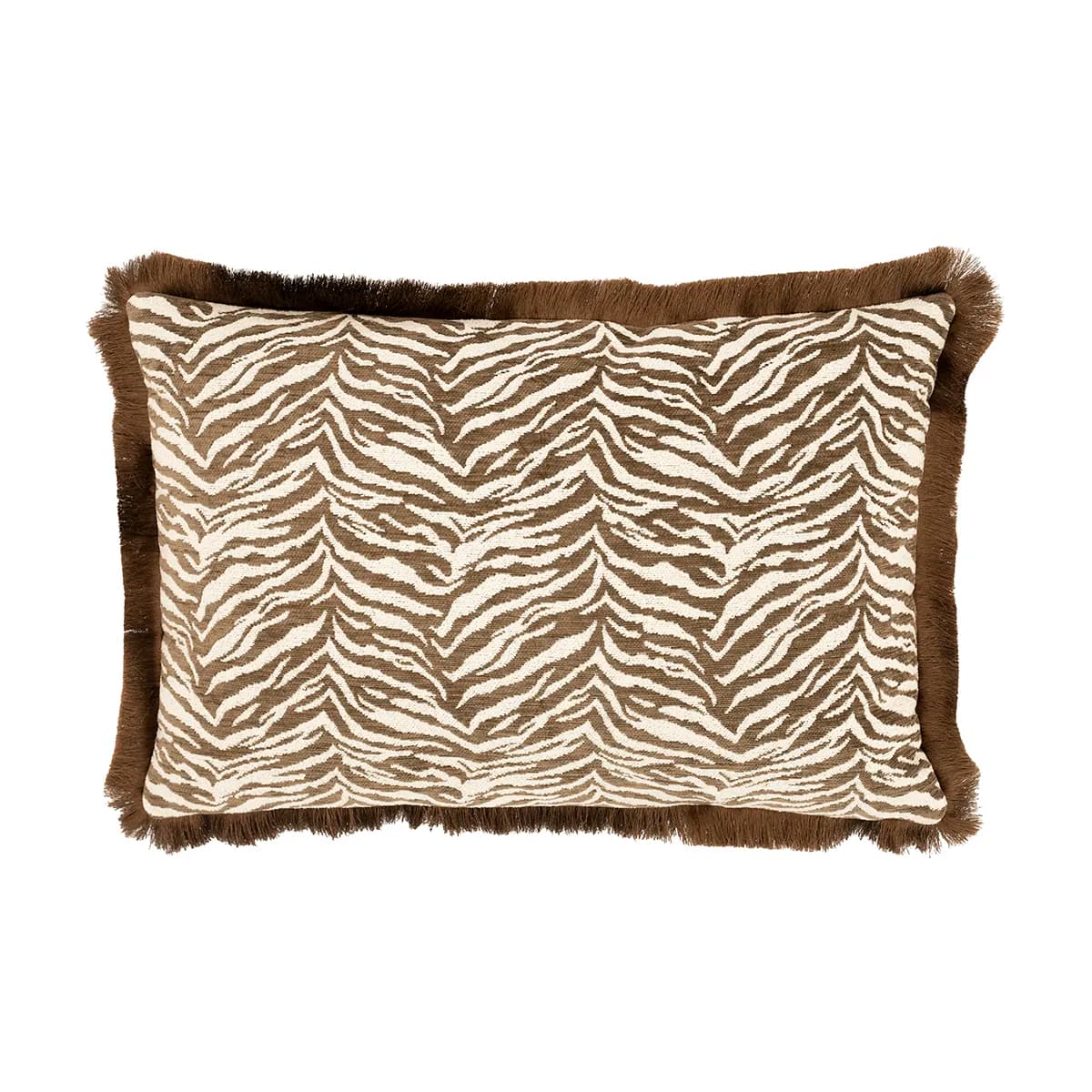 By-Boo, Dekokissen mit Fransen Tigra Brown 40x60 cm