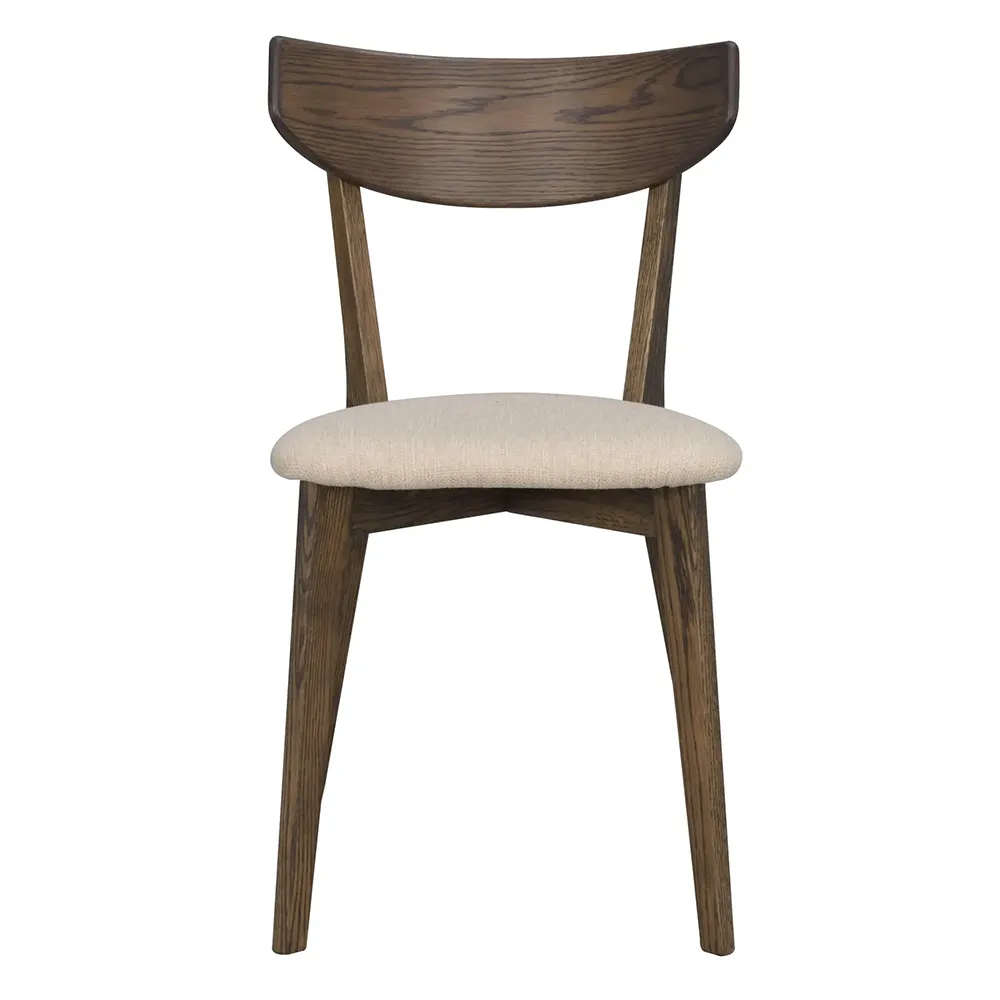 Rowico Home, Ami Esszimmerstuhl braun lackierte Eiche/beiger Stoffbezug