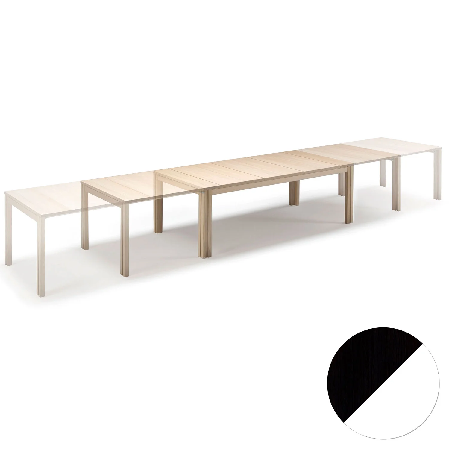Skovby, Sm24 Tisch Eiche Schwarz Lack/Weiß Laminat 200-356(512)X100X73Cm