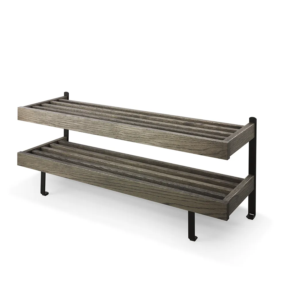 Oscarssons Möbel, Nadja Schuhregal 100 cm Eiche geräuchert/Mattschwarzer Stahl