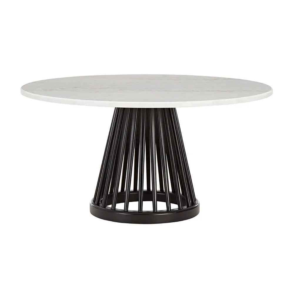 Tom Dixon, Fan tisch schwarze steinplatte 90 cm weiß