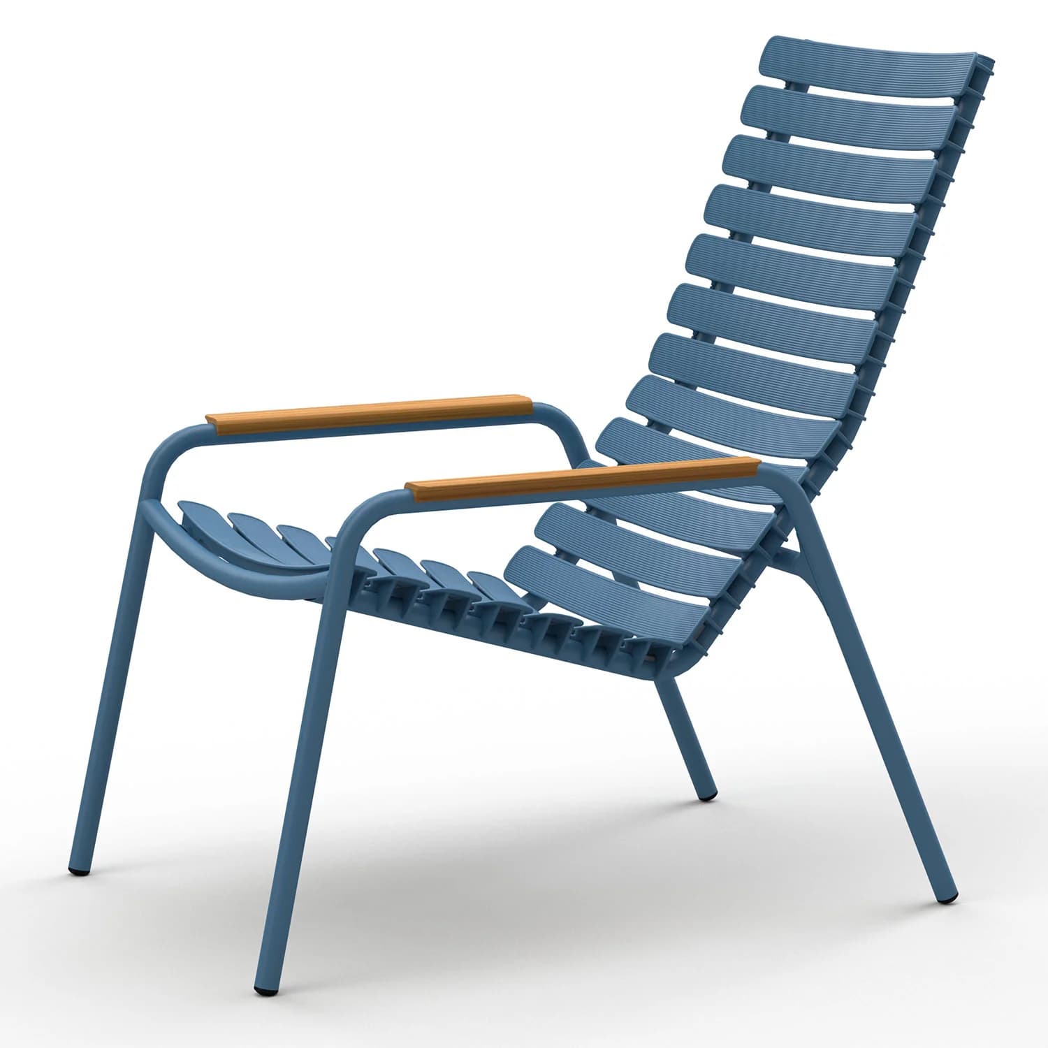 Houe, Reclips Loungesessel blau aluminium bamboo