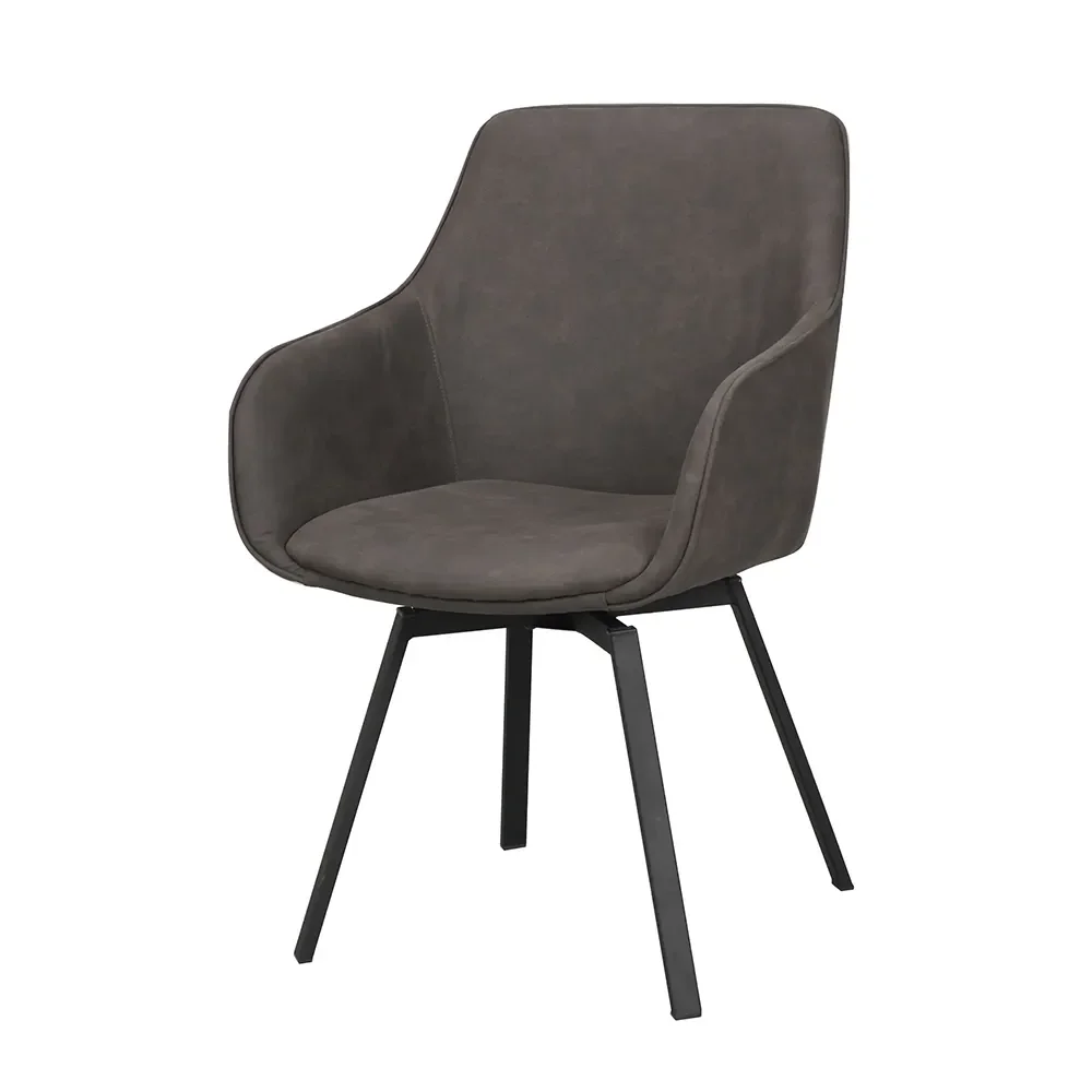 Rowico Home, Alison Stuhl mit Armlehnen dunkelgraue mikrofaser/schwarze metallbeine