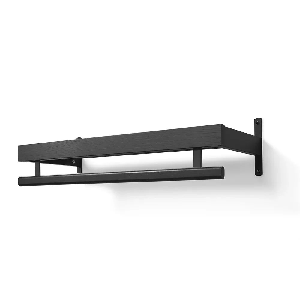Oscarssons Möbel, Nadja Hutablage 80 cm Eiche schwarz gebeizt/Mattschwarzer Stahl