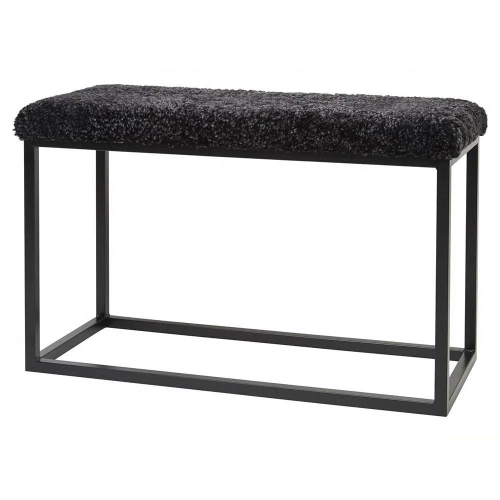 Skinnwille, Palle Bank Schafsfell 80x35 cm Dunkelgrau/schwarz