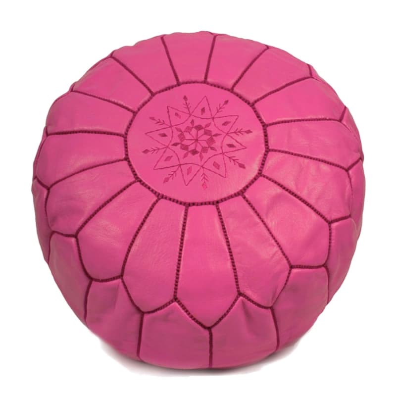 Sitzpoufs - Marokkanischer Leder-Pouf (Rosa)