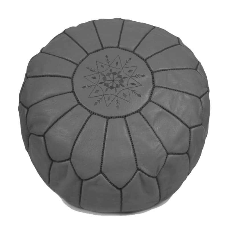 Sitzpoufs - Marokkanischer Leder-Pouf (Grau)
