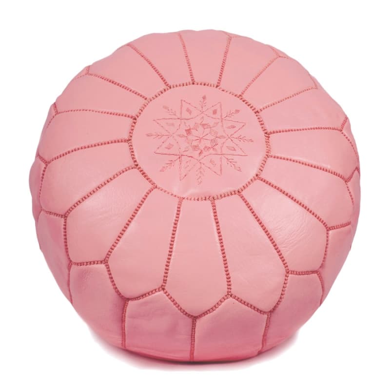 Sitzpoufs - Marokkanischer Leder-Pouf (Hellrosa)