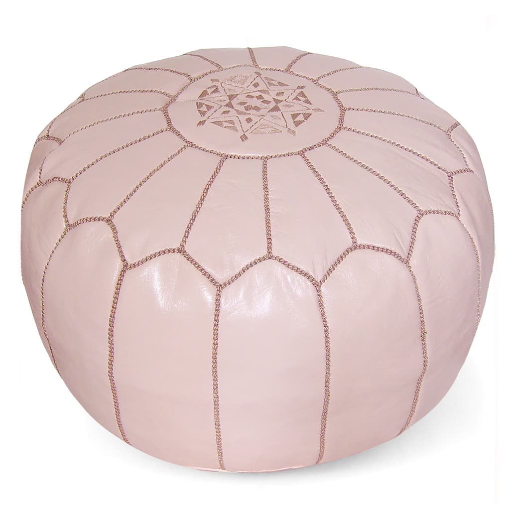 Sitzpoufs - Marokkanischer Leder-Pouf (rosa-beige)