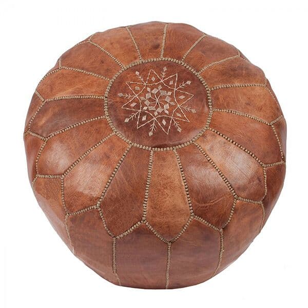 Sitzpoufs - Marokkanischer Leder-Pouf (Hellbraun)